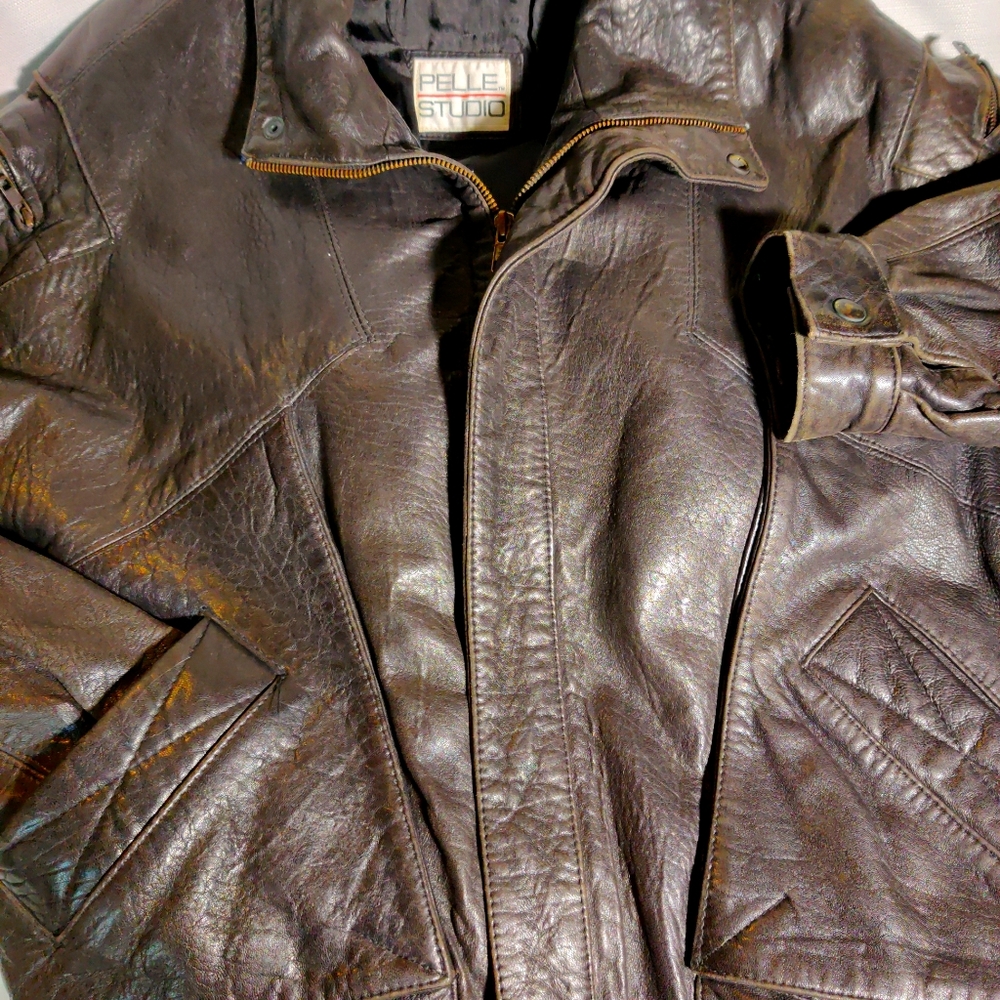 Genuine LEATHER PELLE STUDIO MEN'S JACKET BOMBER H
